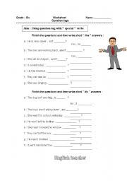 English worksheet: Question tags