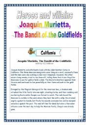 English Worksheet: Heroes & villains: Joachim Murietta ( whole Project: 13 pages)