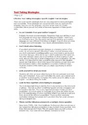 English Worksheet: test taking strategies