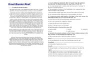 English Worksheet: The Great Barrier Reef