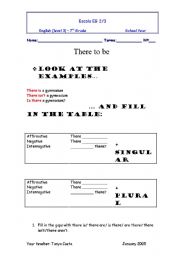 English worksheet: verb there to be