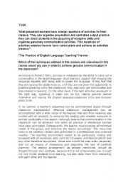 English Worksheet: communication techniques in ESL classroom