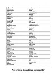 English Worksheet: Personality adjectives