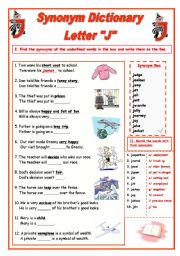 English Worksheet: Synonym Dictionary, Letter 