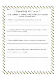 English Worksheet: Freedom Writers