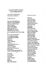 English Worksheet: Classroom Instructions and Experssions