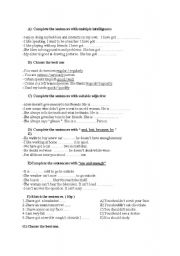 English worksheet: 8th class mixed worksheet