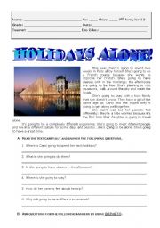 English Worksheet: Holidays alone in Paris