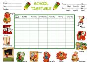 English Worksheet: Timetable