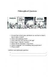 English worksheet: Philosophical Questions