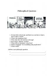 English Worksheet: Philosophical Questions
