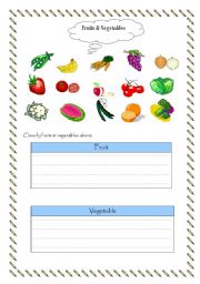 English Worksheet: fruit & vegetables