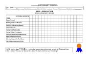 English Worksheet: Daily Self-evaluation