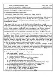 English Worksheet: egyptian civilization