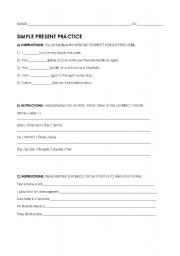 English worksheet: Simple Present Practice