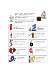 English Worksheet: ten commandments