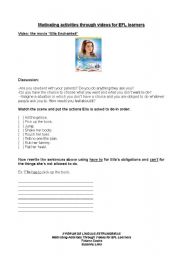 English worksheet: Ella Enchanted - have to or cant