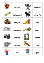 English Worksheet: Memory Game