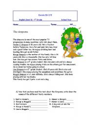 English Worksheet: the simpsons