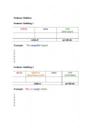 English worksheet: Sentence Builders