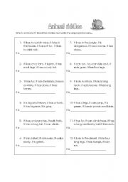 English Worksheet: Animal riddles