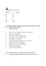 English Worksheet: subject-object pronouns