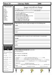 English Worksheet: Literacy Skills