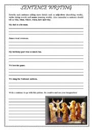 English Worksheet: Sentence writing