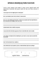 English Worksheet: Speech Marks