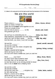 English Worksheet: We are the world