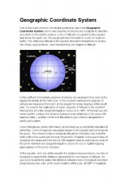 English worksheet: Geographic Coordinate system