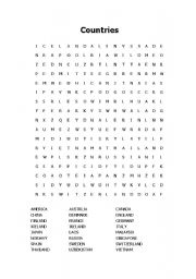 Countries wordsearch