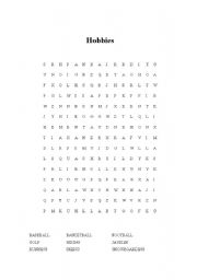 English worksheet: Hobbies wordsearch