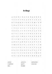 English worksheet: feelings wordsearch