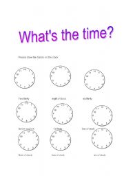 English worksheet: Whats the Time 2?