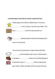 English Worksheet: The three little pigs fill in