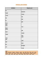 English worksheet: Irregular verbs 