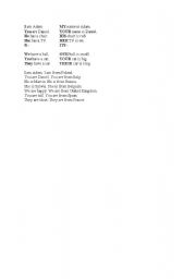 English Worksheet: I am, my, you are, your