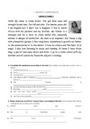 English Worksheet: Lindas family