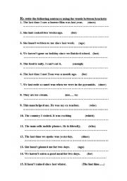 English Worksheet: Since for ago adjectives and use to