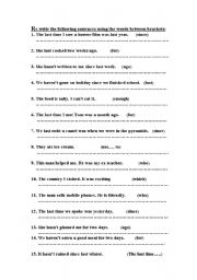 English Worksheet: Since for ago adjectives and use to