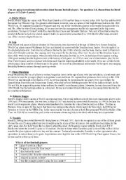 English Worksheet: reading about footballers-matching activity