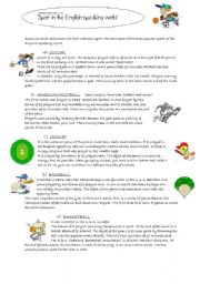 English Worksheet: Sport in the English speaking world