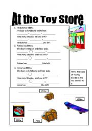 English Worksheet: At the Toy Store