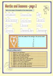 English Worksheet: Months and Seasons -  Page 2