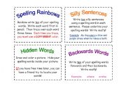 English Worksheet: Spelling task cards