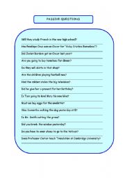 English Worksheet: passive in the interrogative form