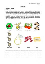 English worksheet: Writing - fruits and vegetables