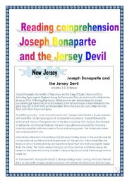 English Worksheet: Joseph Bonaparte and the Jersey devil (Reading & writing full-scale project) (short version : 3 pages)