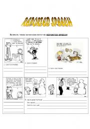 English Worksheet: Reported Speech - Calvin and Hobbes (PAGE 1)